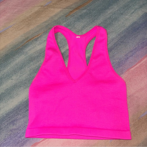 Free People Movement Free Throw Ribbed Crop Top Tank Tropical Pink XS / S - Picture 6 of 10
